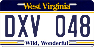 WV license plate DXV048