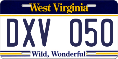 WV license plate DXV050