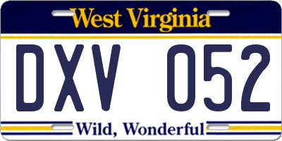 WV license plate DXV052