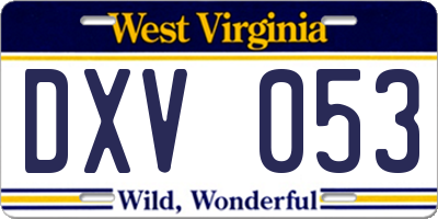 WV license plate DXV053