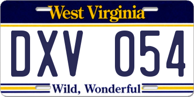WV license plate DXV054