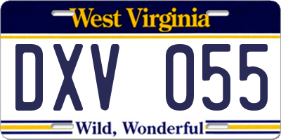 WV license plate DXV055