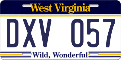 WV license plate DXV057