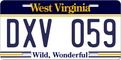 WV license plate DXV059