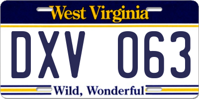WV license plate DXV063