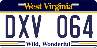 WV license plate DXV064
