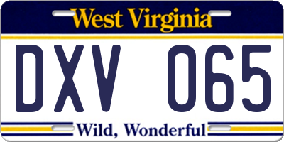WV license plate DXV065