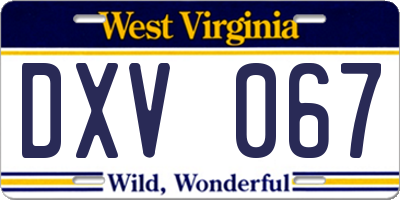 WV license plate DXV067