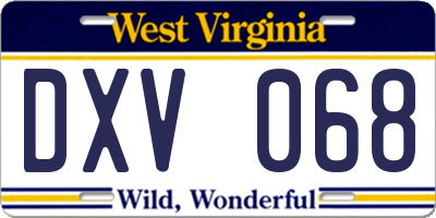 WV license plate DXV068