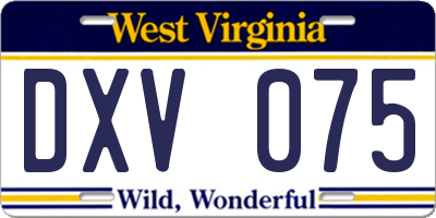 WV license plate DXV075