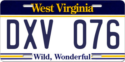 WV license plate DXV076