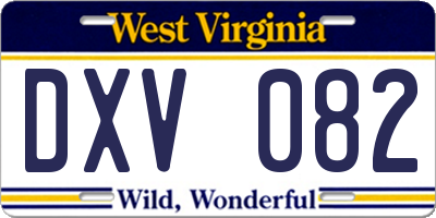 WV license plate DXV082