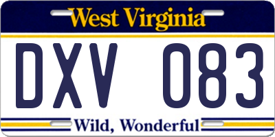 WV license plate DXV083