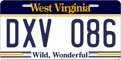 WV license plate DXV086