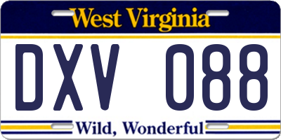 WV license plate DXV088