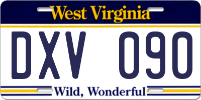 WV license plate DXV090