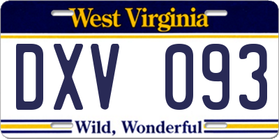 WV license plate DXV093
