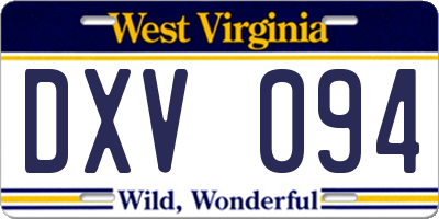 WV license plate DXV094
