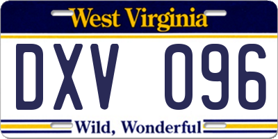 WV license plate DXV096