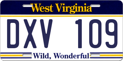 WV license plate DXV109