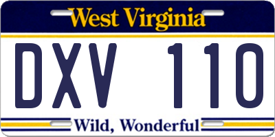 WV license plate DXV110