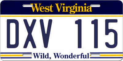 WV license plate DXV115