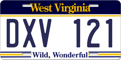WV license plate DXV121