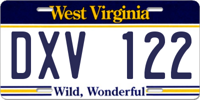 WV license plate DXV122
