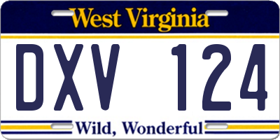 WV license plate DXV124