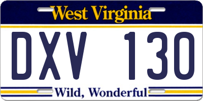 WV license plate DXV130