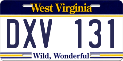 WV license plate DXV131