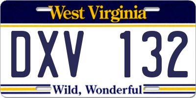 WV license plate DXV132