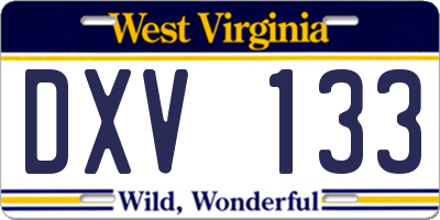 WV license plate DXV133