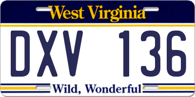 WV license plate DXV136