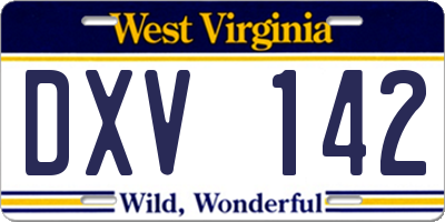 WV license plate DXV142