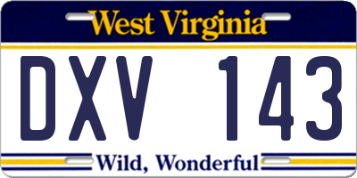 WV license plate DXV143