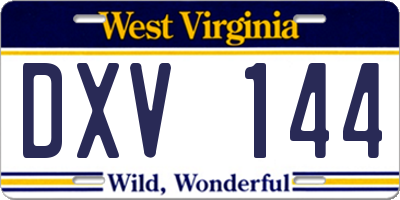 WV license plate DXV144