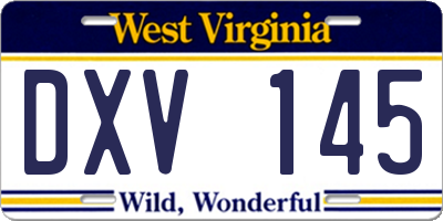 WV license plate DXV145