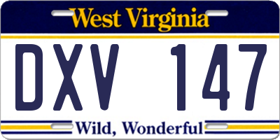 WV license plate DXV147