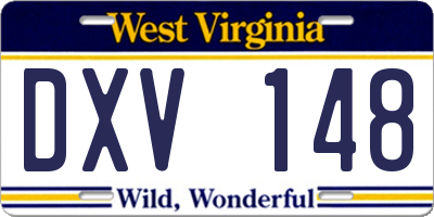 WV license plate DXV148