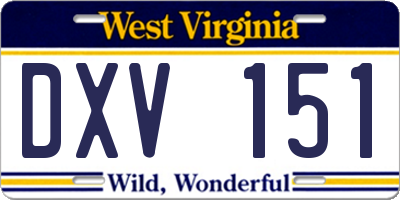 WV license plate DXV151