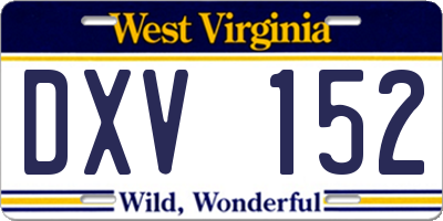 WV license plate DXV152