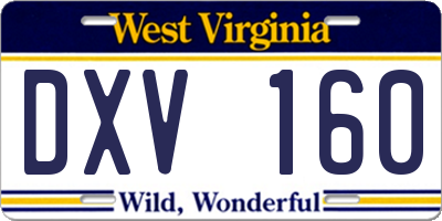 WV license plate DXV160