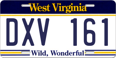 WV license plate DXV161