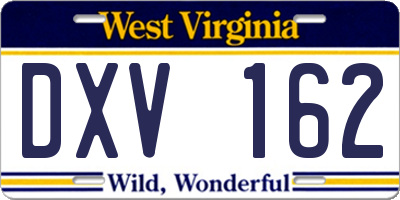 WV license plate DXV162