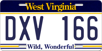 WV license plate DXV166