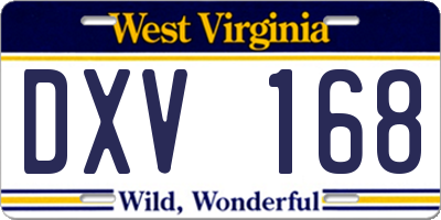 WV license plate DXV168