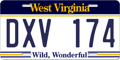 WV license plate DXV174