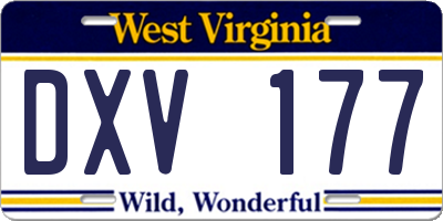 WV license plate DXV177
