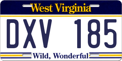 WV license plate DXV185